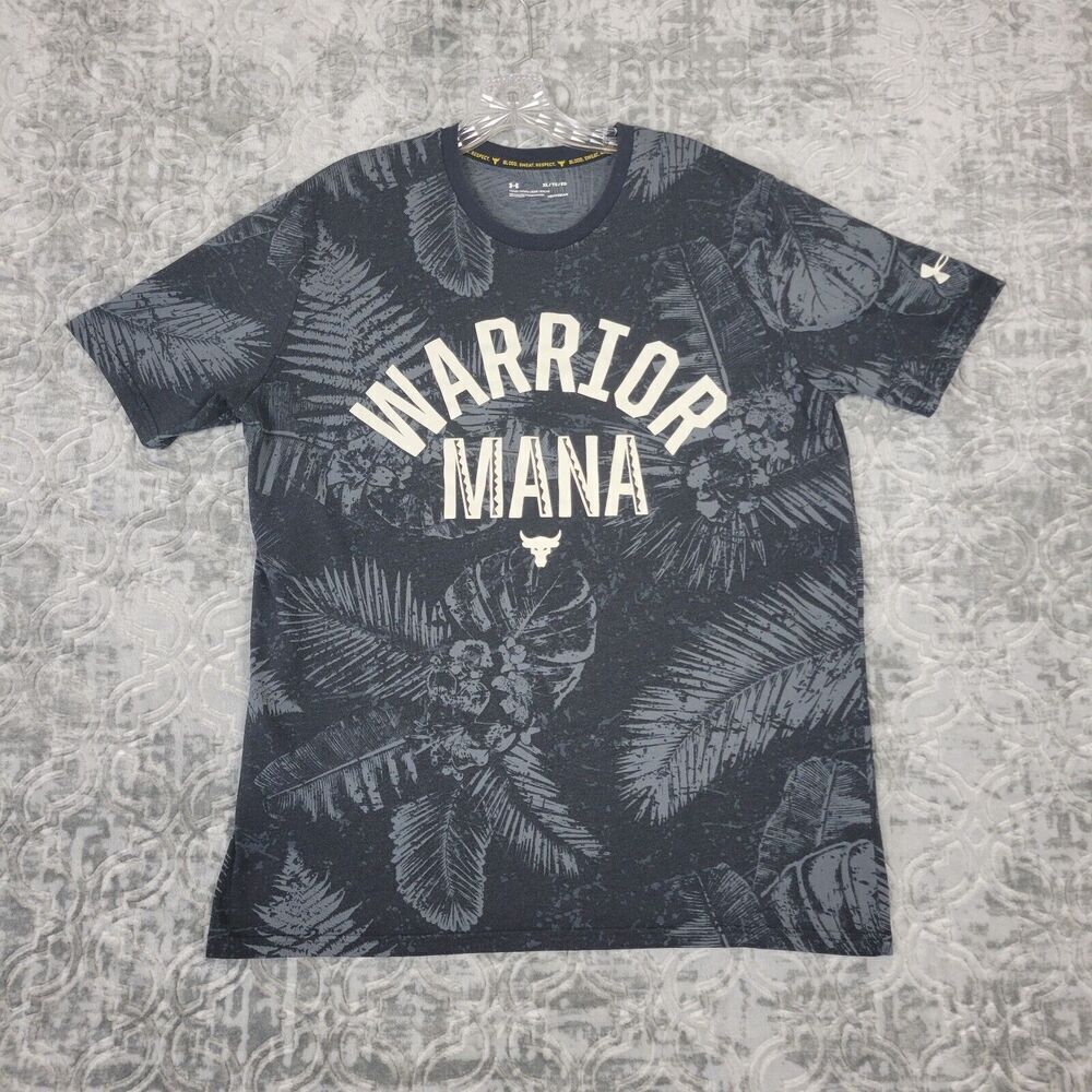 Under Armour Shirt Mens XL Gray Hawaiian Project Rock Warrior Mana Cotton